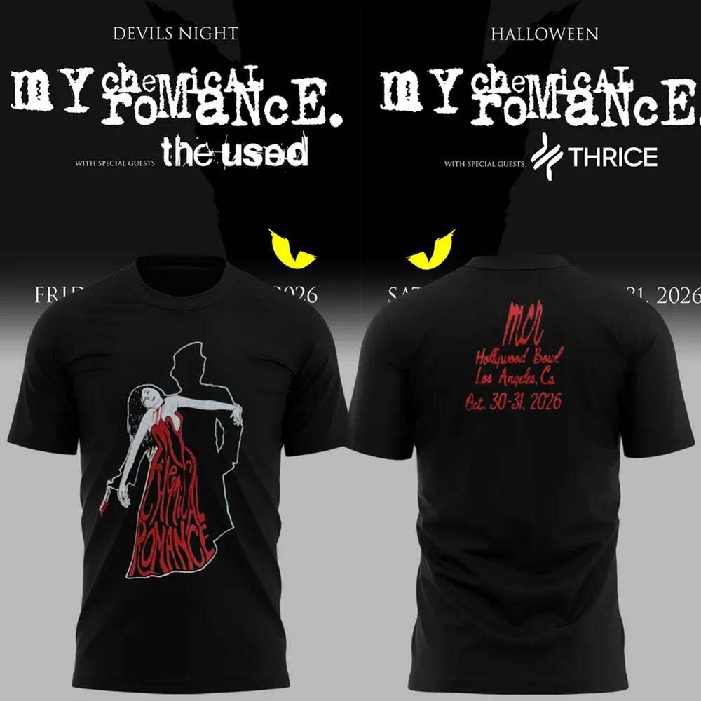 My Chemical Romance Hollywood Bowl October 30 31 2026 Red Ghost Romance TShirt Merch