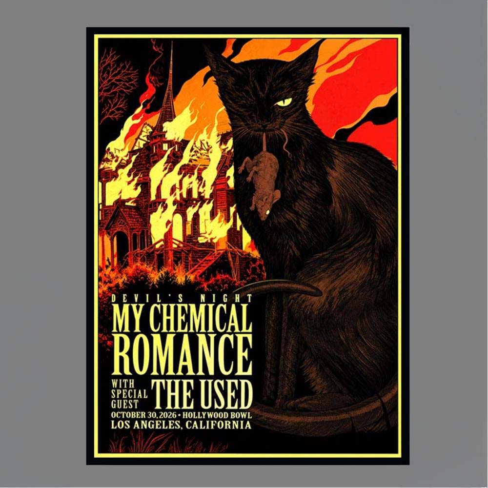 My Chemical Romance Los Angeles CA Night 4 Event Tee 2026 Live At Hollywood Bowl October 30 2026 Black Cat Poster