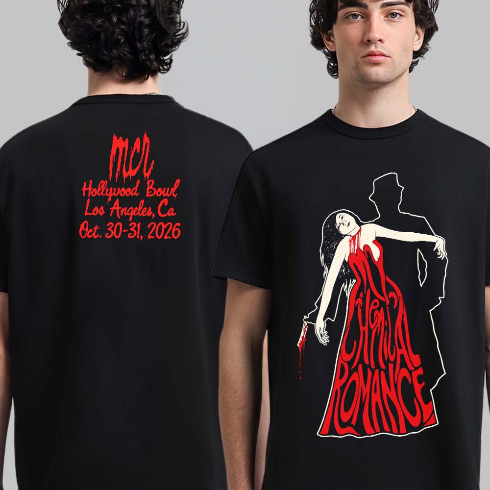 My Chemical Romance Los Angeles CA Week 2 Merch Tee 2026 Hollywood Bowl October 30 31 2026 Killing Red Dress TShirt