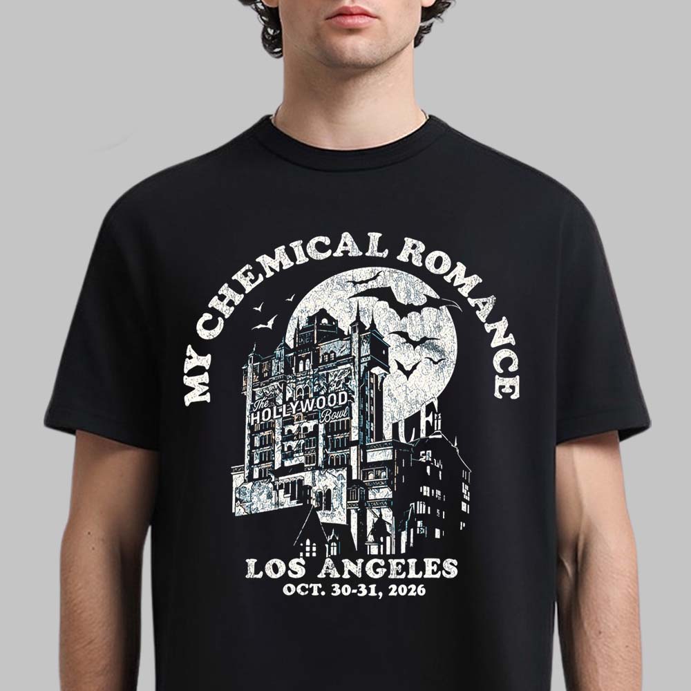 My Chemical Romance Los Angeles CA Week 2 Merch Tee 2026 Live At Hollywood Bowl October 30 31 2026 Dark Castle Black TShirt