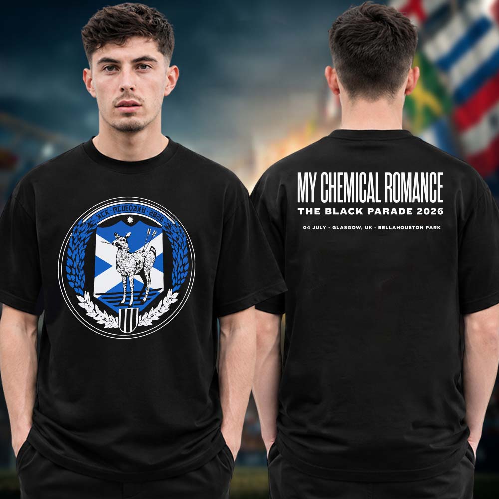 My Chemical Romance MCR Glasgow Exclusive Event Tee The Black Parade 2026 Tour At Bellahouston Park In Glasgow UK On July 4 2026 Two Sided Unisex T Shirt