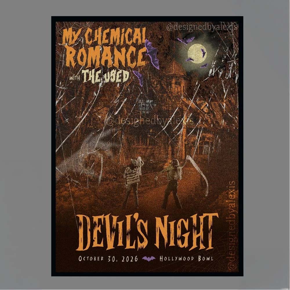 My Chemical Romance with The Used Devils Night October 30 2026 Hollywood Bowl Poster