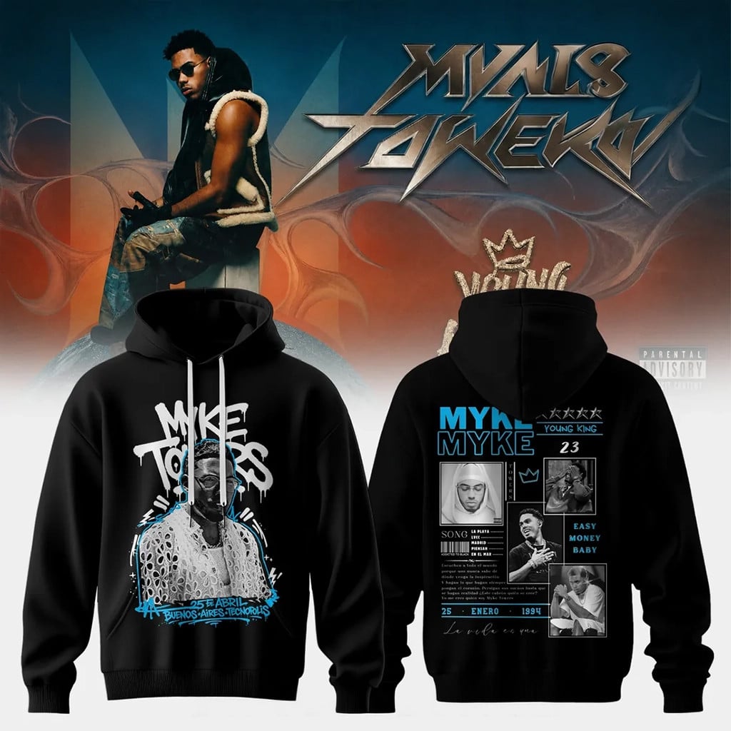 Myke Towers Young King Easy Money Baby Black Hoodie Music Fan Merchandise Apparel Gift for Men and Women