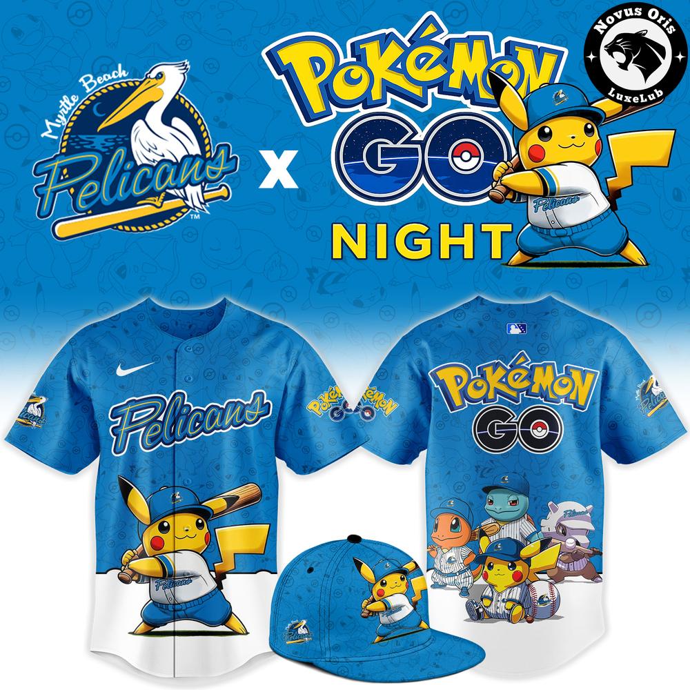 Myrtle Beach Pelicans x Pokemon GO Night 2026 Limited Edition Baseball Jersey 1 - Unicasport Myrtle Beach Pelicans x Pokemon GO Night 2026 Limited Edition Baseball Jersey
