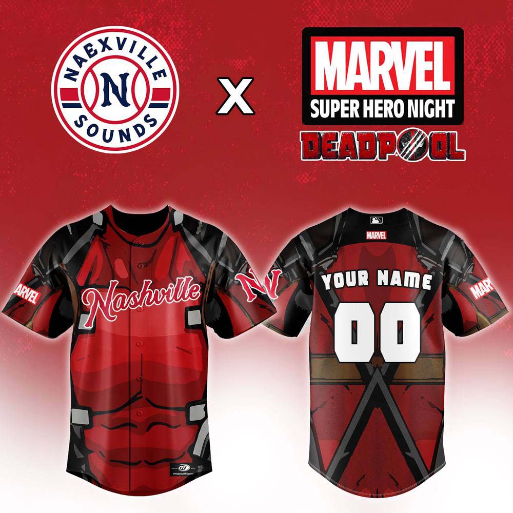 Deadpool Limited Edition Marvel Night Nashville Sounds Baseball Jersey