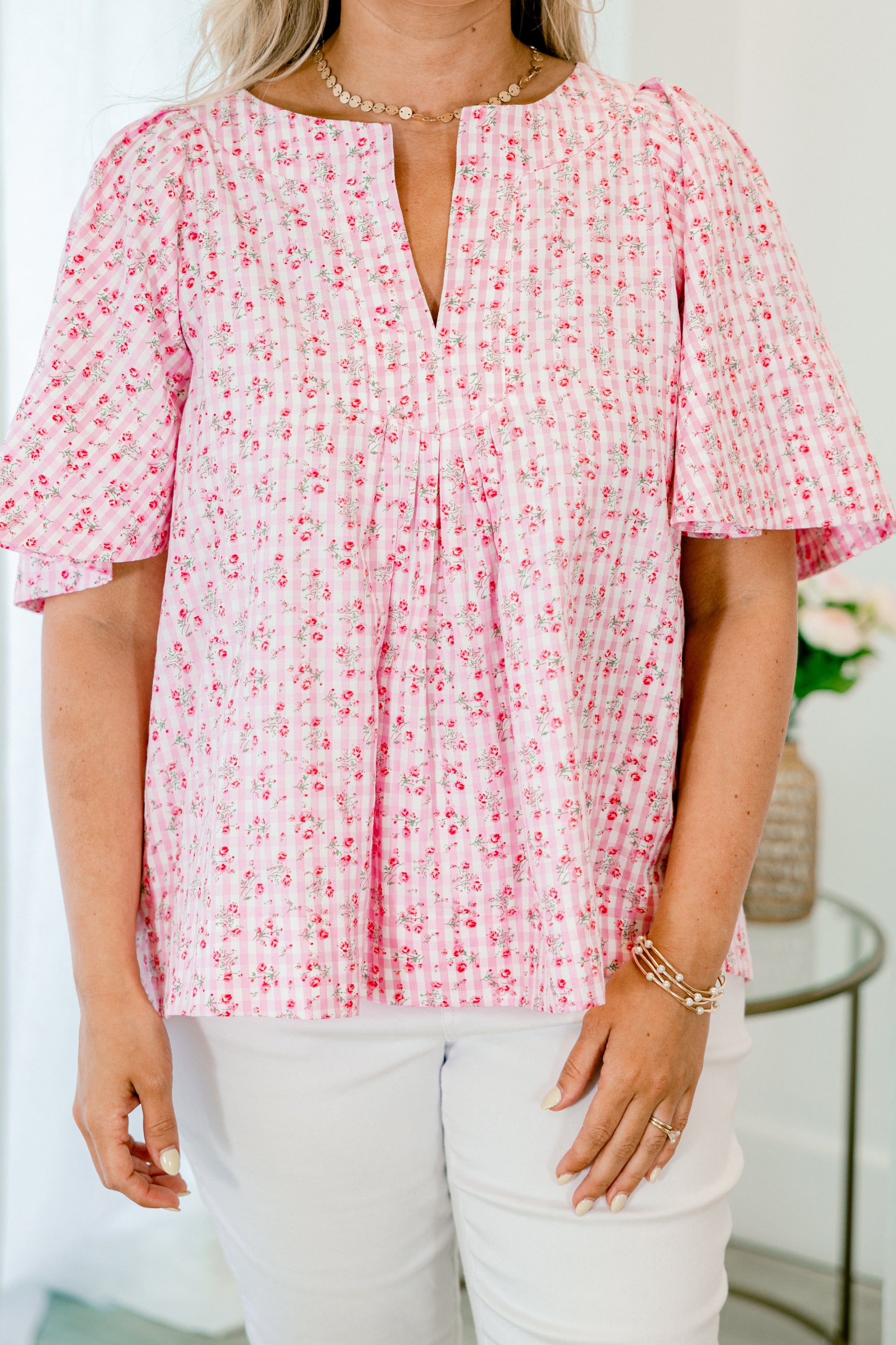 Nautical Breeze Top, Pink Gingham 5 Nautical Breeze Top, Pink Gingham - Image 5
