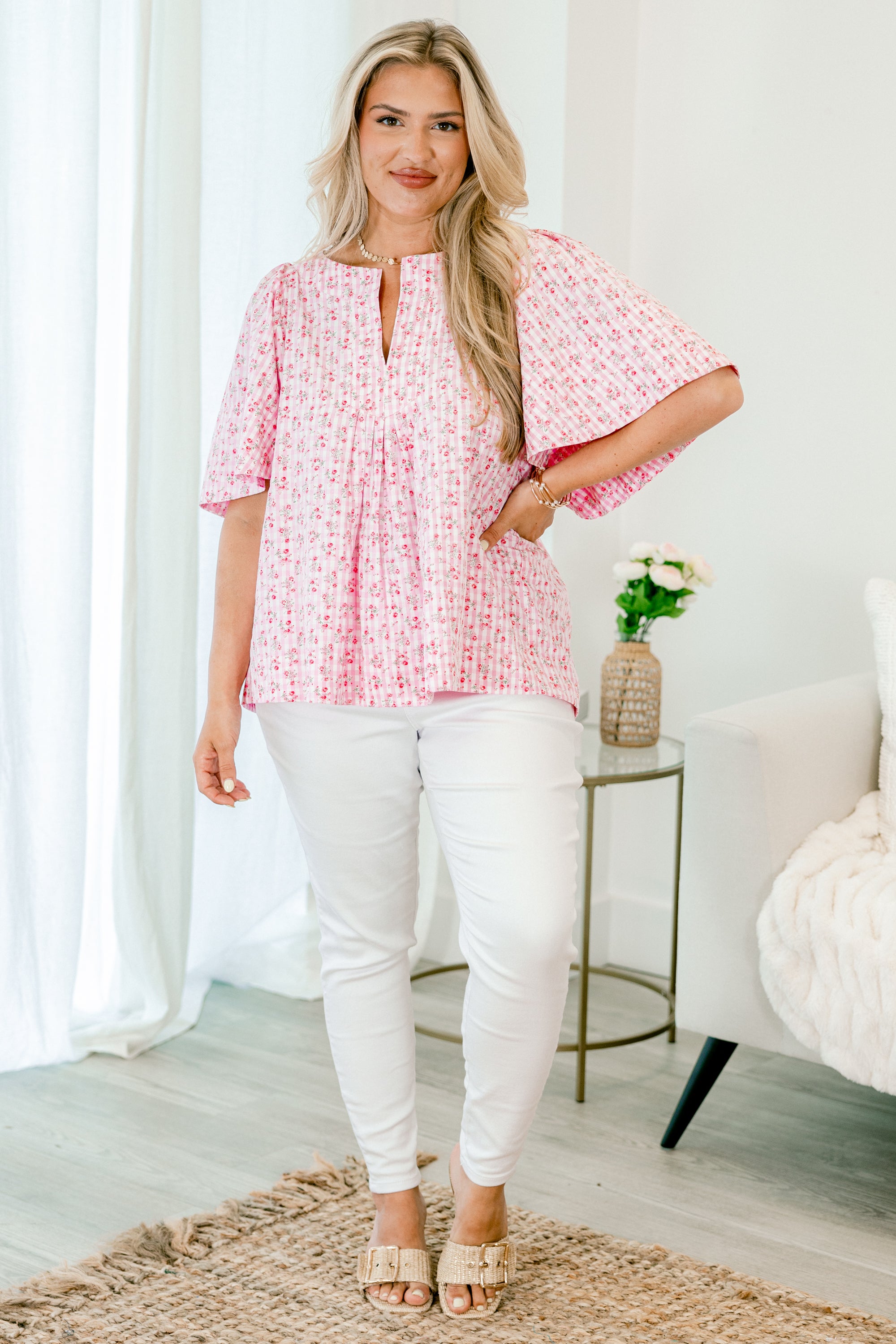 Nautical Breeze Top, Pink Gingham 3 Nautical Breeze Top, Pink Gingham - Image 3