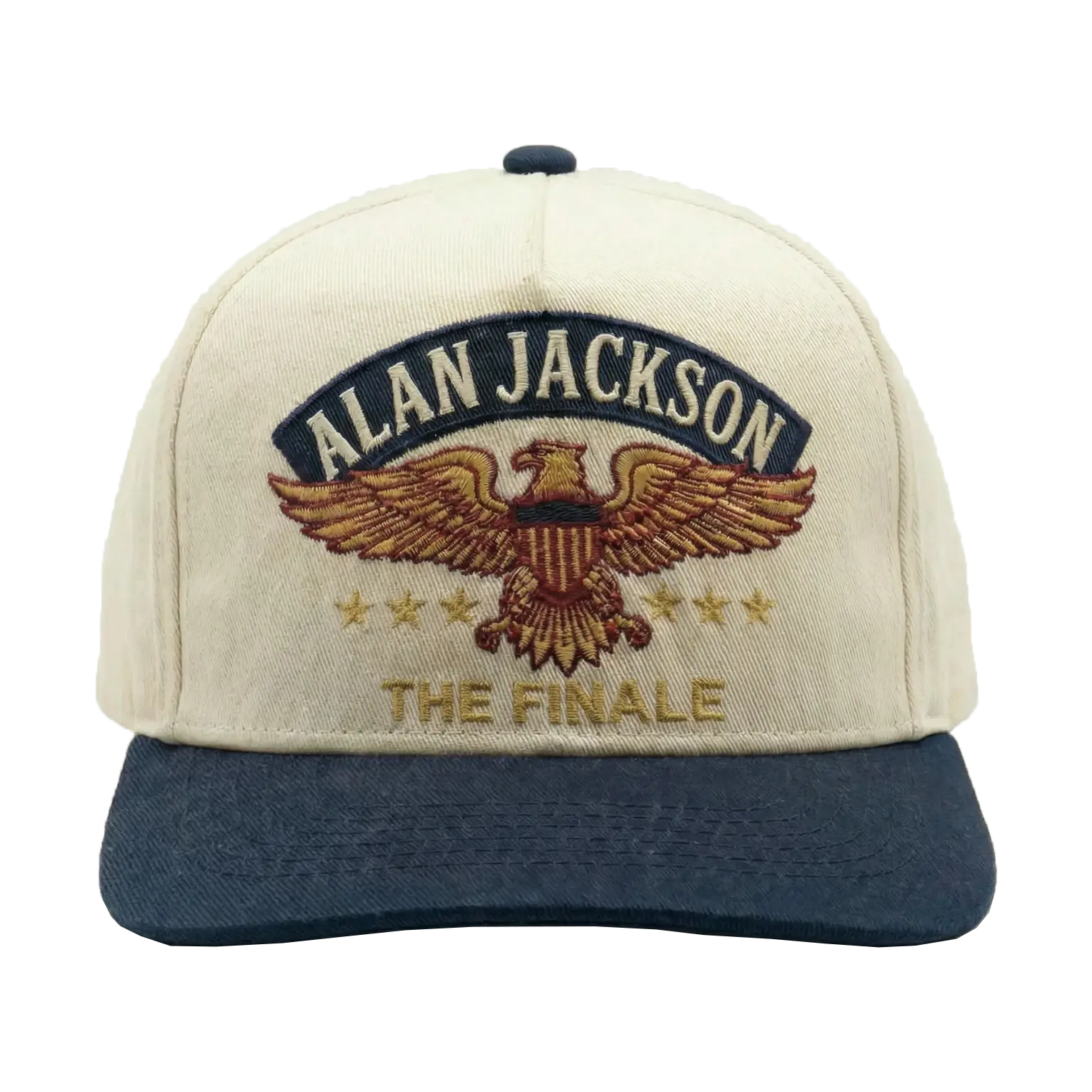 Navy and Cream Hat with Eagle Graphic Design