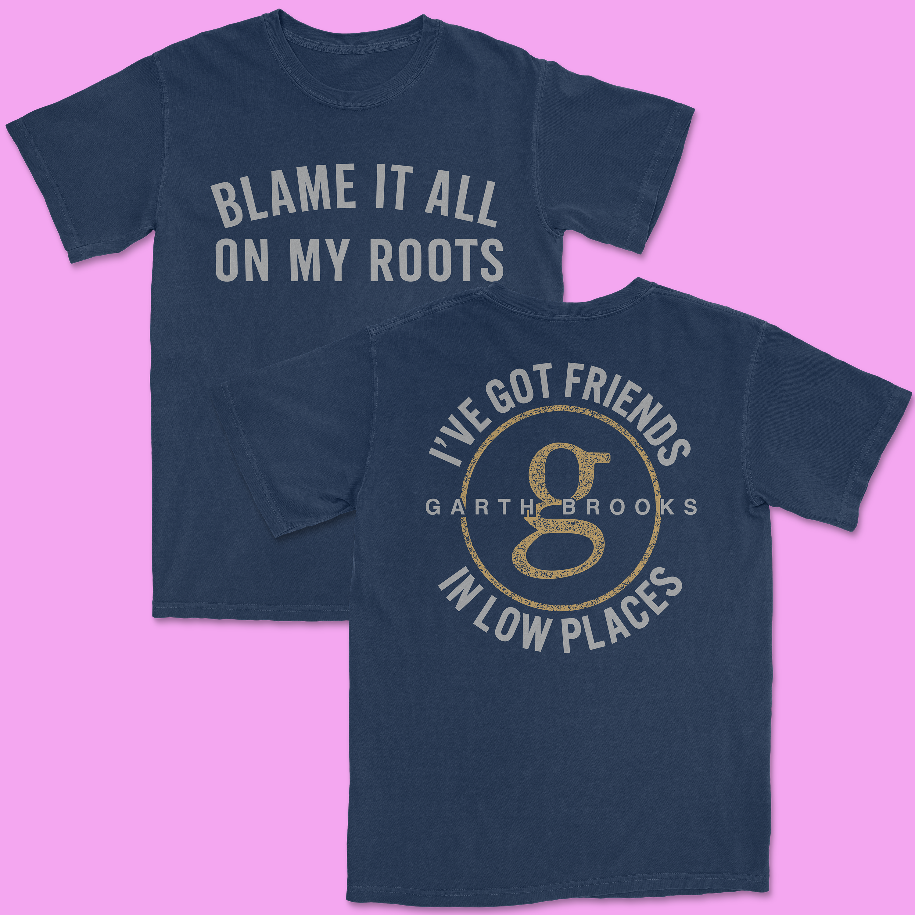 Garth Brooks Tour 2026 Navy Blame It On My Roots Tee Best Gift for Fans