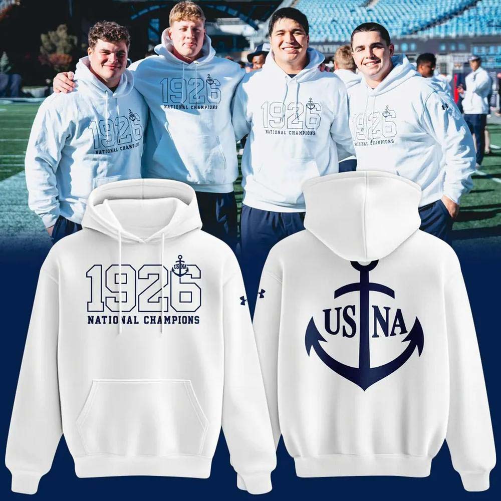 Navy Midshipmen 1926 National Championship Centennial USNA Anchor White Hoodie