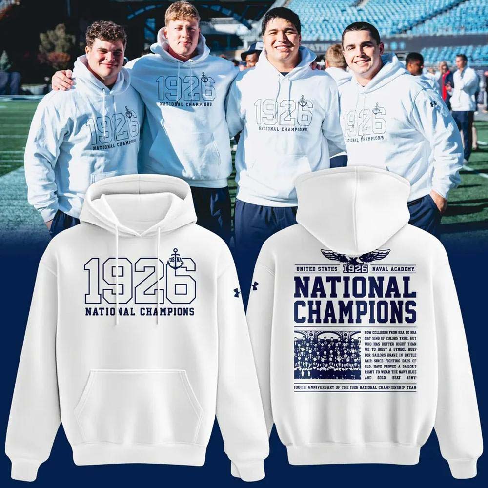 Navy Midshipmen Football 1926 National Champions 100th Anniversary White Hoodie