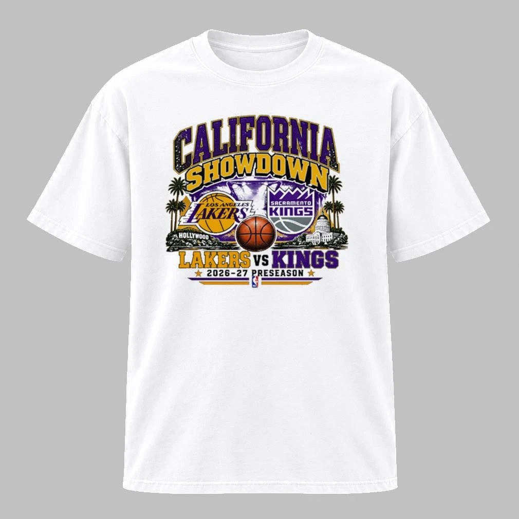 NBA 2026 California Showdown LA Lakers vs Sacramento Kings Preseason Game Shirt
