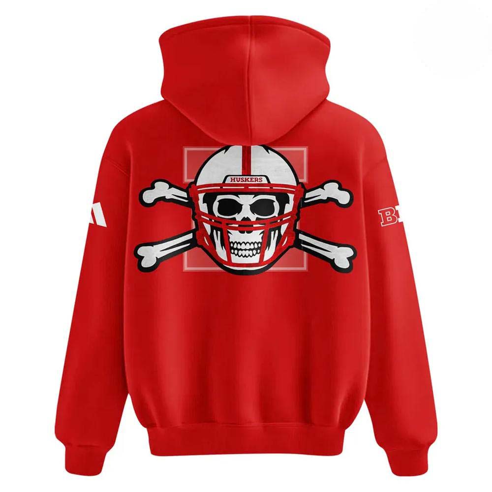 Nebraska Cornhuskers Day of the Dead 2026 Red Hoodie - Image 3