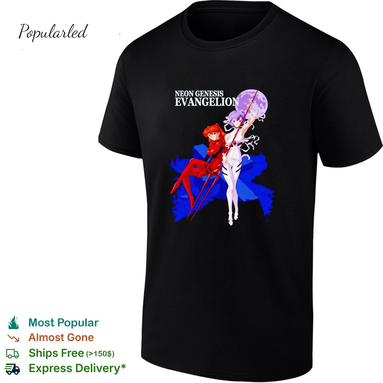 Neon Genesis Evangelion Rei and Asuka Retro Anime Graphic shirt
