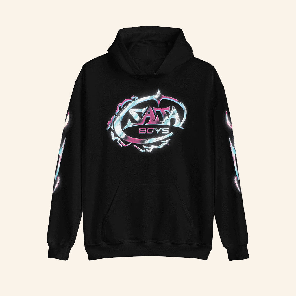 Netflix Merch Kpop Demon Hunters Saja Boys Chrome Logo Hoodie Gifts For Brother