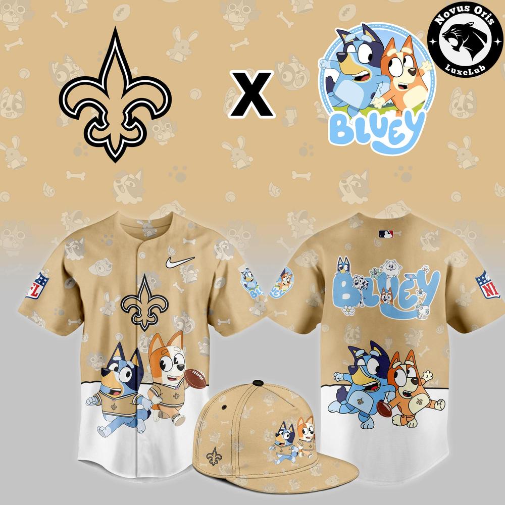 New Orleans Saints x Bluey Night NFL Custom Edition Jersey