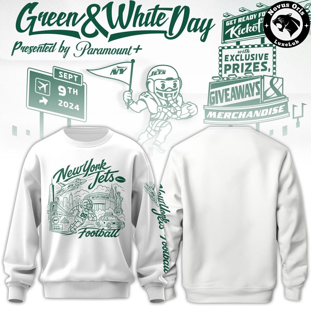 New York Jets City Skyline Green and White Day Sweatshirt 1 - Unicasport New York Jets City Skyline Green and White Day Sweatshirt