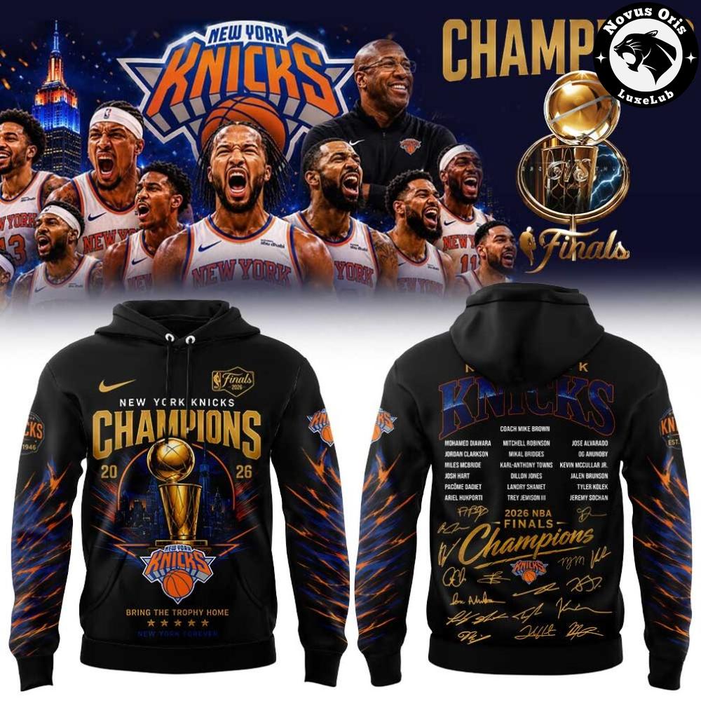 New York Knicks 2026 Champions Autographed Pullover Hoodie