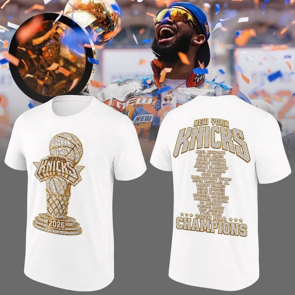 New York Knicks 2026 NBA Champions TShirt Gold Trophy Tee for Fans