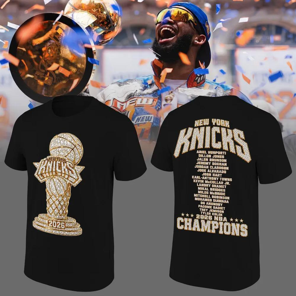 New York Knicks Black 2026 NBA Champions T Shirt