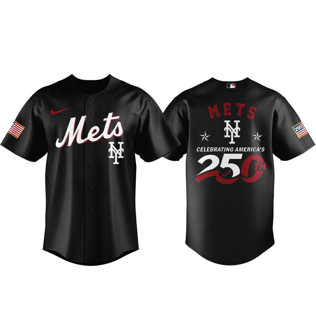 New York Mets 2026 Celebrating Americas 250th Black Baseball Jersey