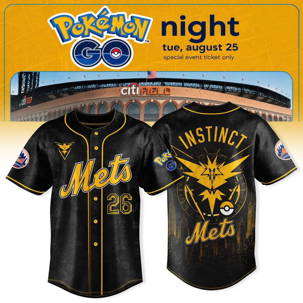 New York Mets Black Pokemon Go Night Fan Baseball Jersey
