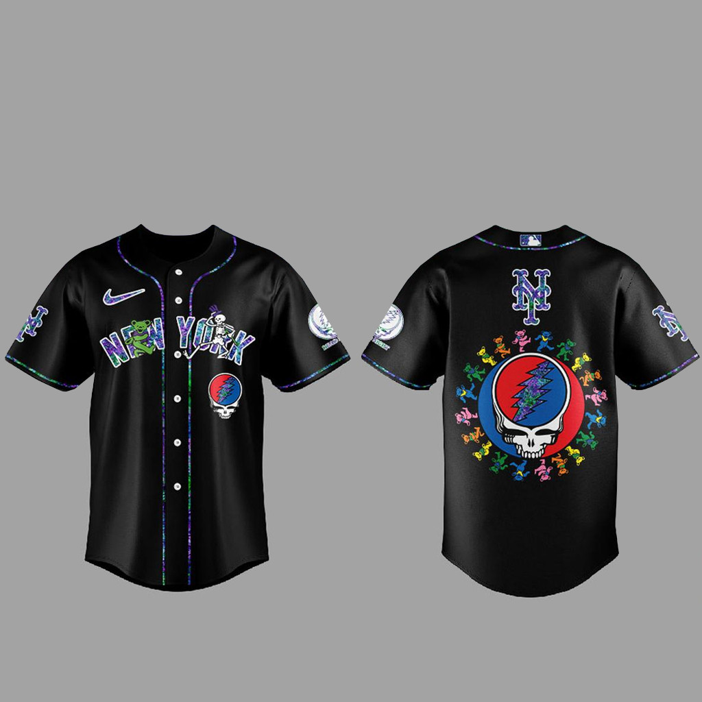 New York Mets Grateful Dead Night 2026 Black Baseball Jersey