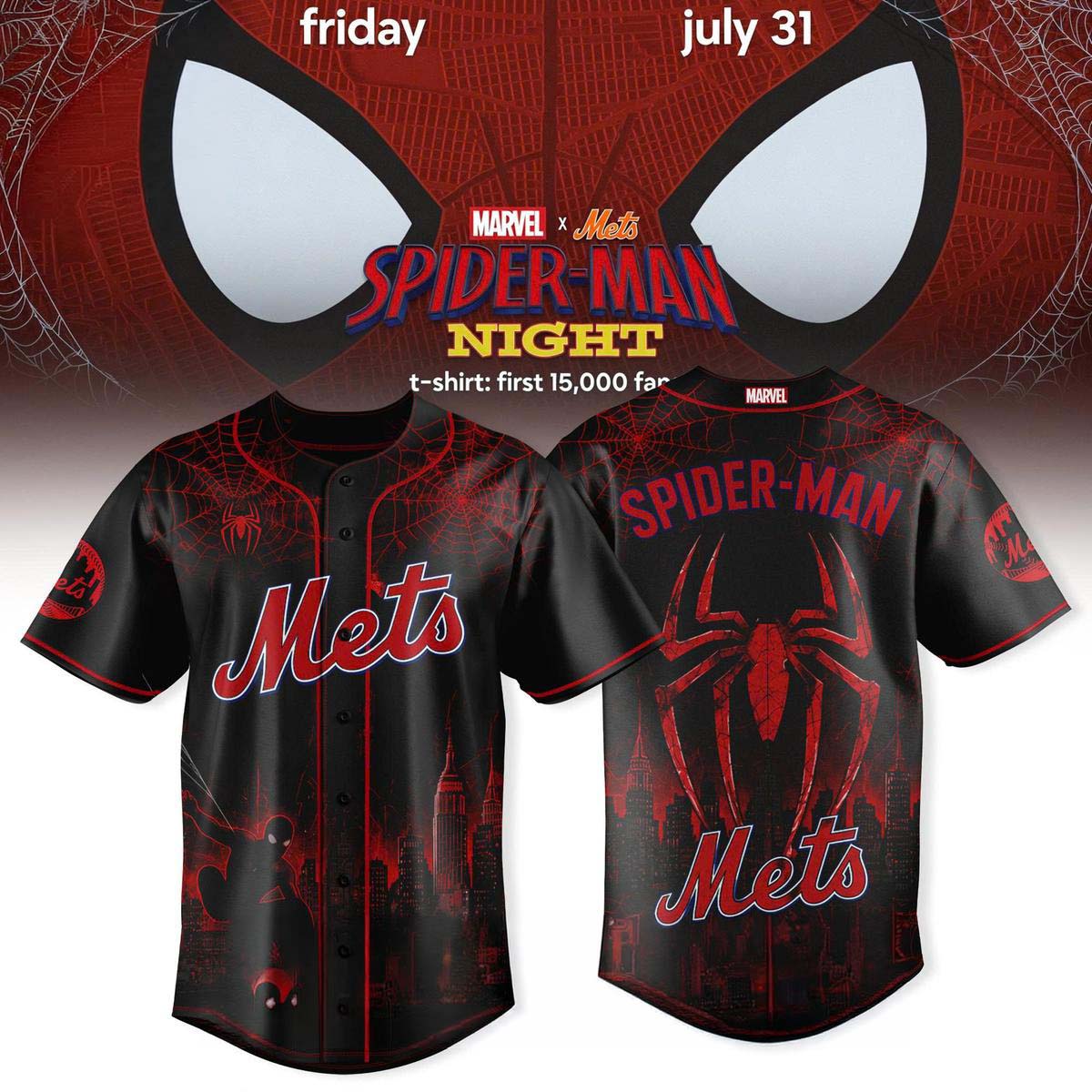 New York Mets Spider-Man Night Game Baseball Jersey - Best Gift for Fans