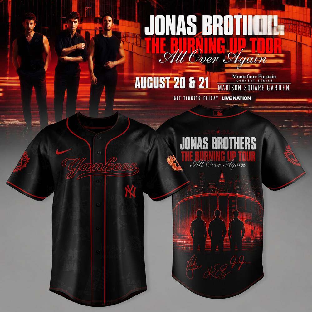 New York Yankees Jonas Brothers Burning Up Tour Baseball Jersey Music Sports Collection 1 - Unicasport New York Yankees Jonas Brothers Burning Up Tour Baseball Jersey Music Sports Collection