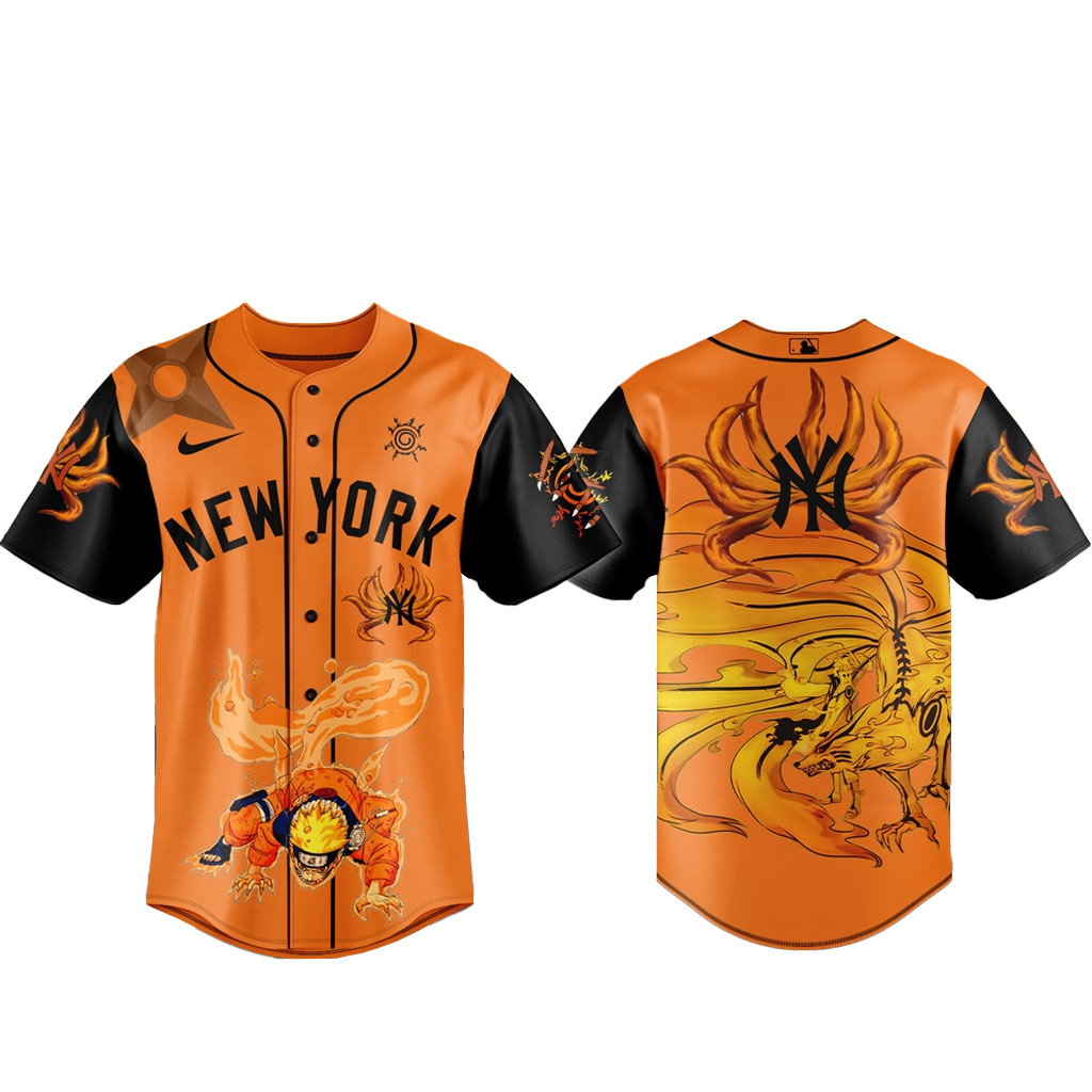 New York Yankees x Naruto Kurama Baseball Jersey Version 2