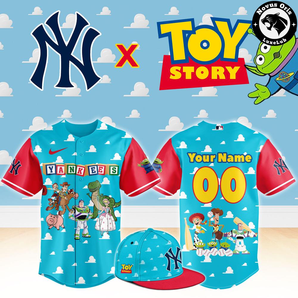 New York Yankees x Toy Story Night Woody Buzz Lightyear Custom Baseball Jersey 1 - Unicasport New York Yankees x Toy Story Night Woody Buzz Lightyear Custom Baseball Jersey