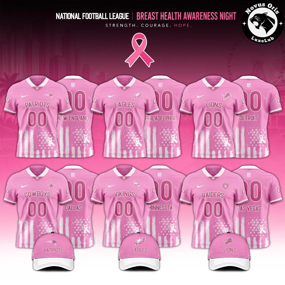 NFL Breast Health Awareness Night 2026 Pink Ribbon Football Jersey 1 - Unicasport NFL Breast Health Awareness Night 2026 Pink Ribbon Football Jersey