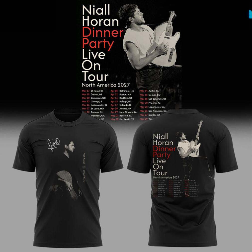 Niall Horan Dinner Party Live On Tour 2026 2027 Black T Shirt - Best Gift for Fans