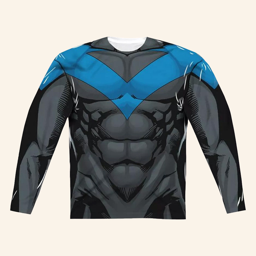 Nightwing Long Sleeve Compression Shirt Batman Rash Guard Gifts For Brother