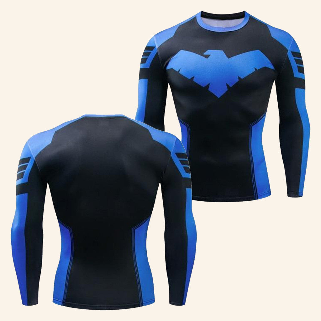 Nightwing Long Sleeve Compression Shirt Symbol Bird Rash Guard Gifts For Husband