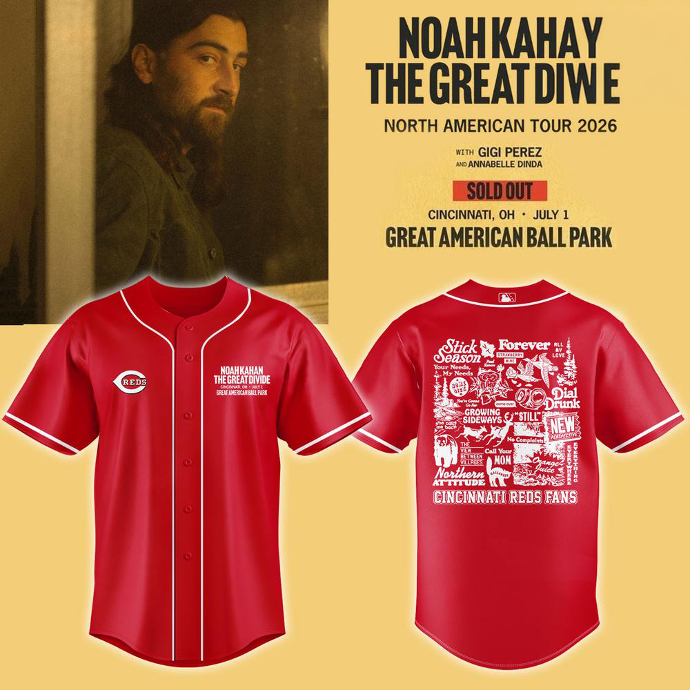 Noah Kahan Cincinnati Reds Red Great Divide Baseball Jersey