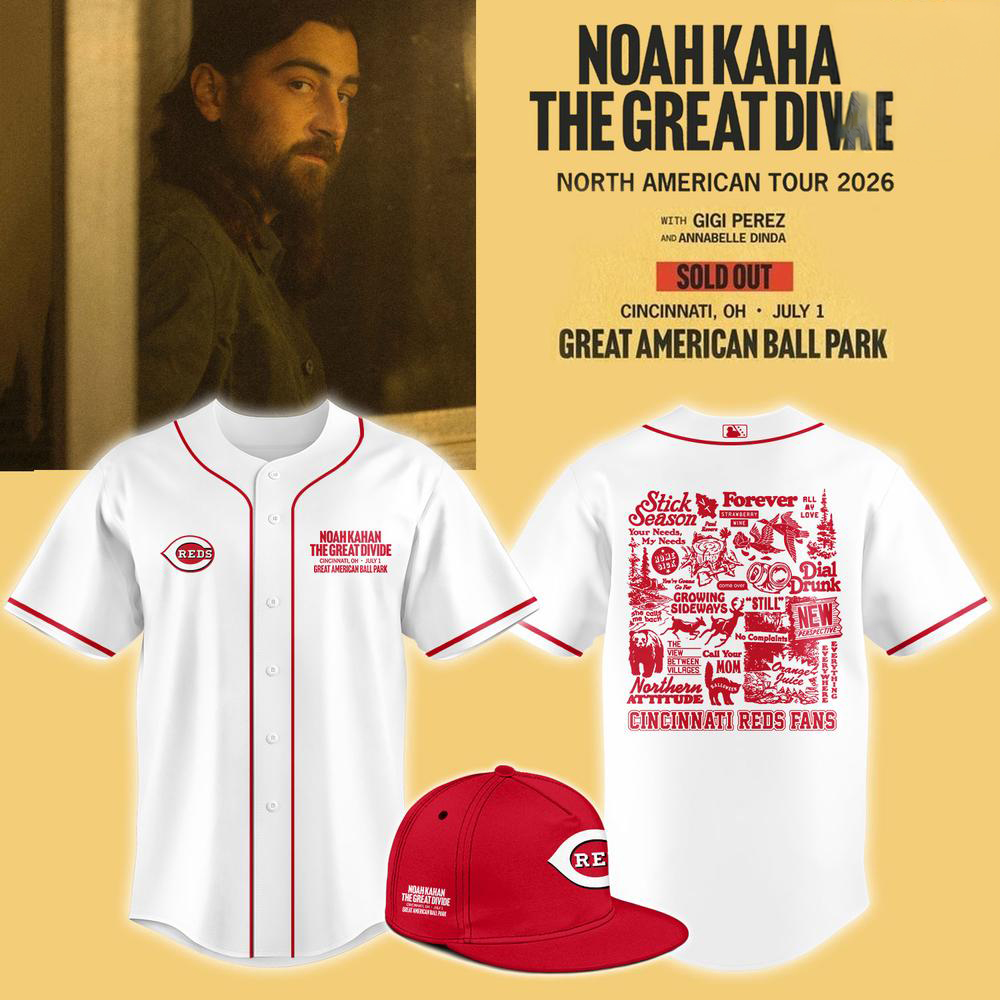 Noah Kahan Cincinnati Reds Red Great Divide Tour Baseball Jersey