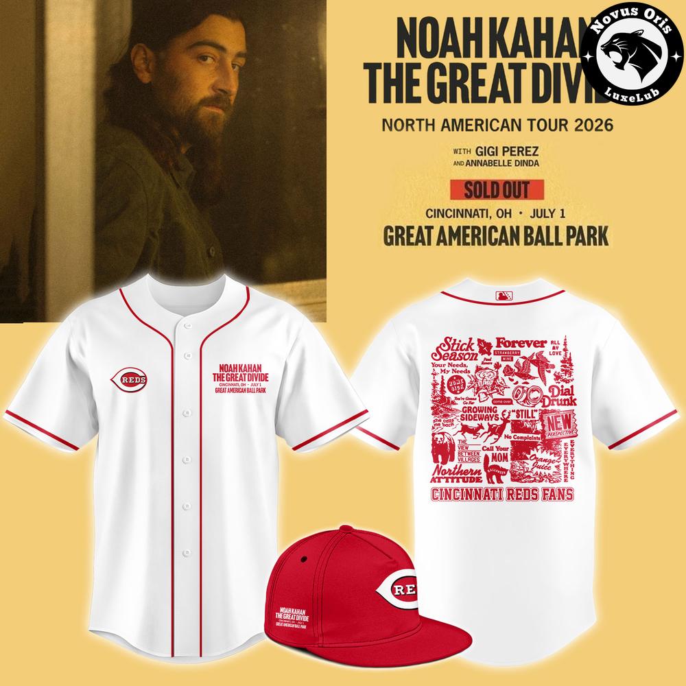 Noah Kahan x Cincinnati Reds The Great Divide Tour 2026 Baseball Jersey