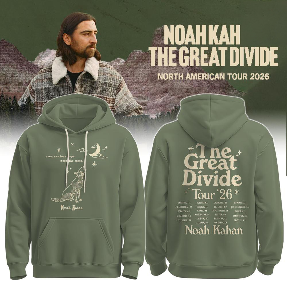 Noah Kahan Great Divide Tour Olive Green Hoodie