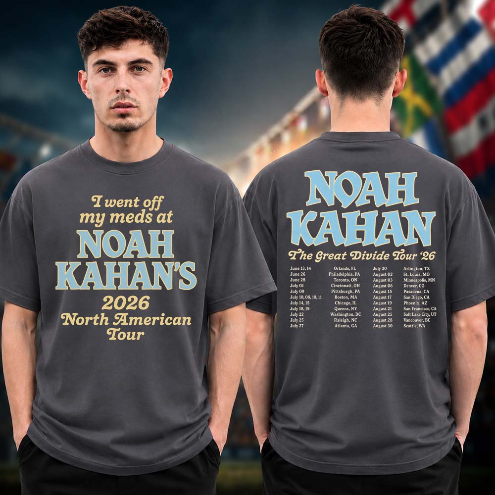 Noah Kahan I Went Off My Meds At The Great Divide Tour 2026 Two Sided Unisex T Shirt