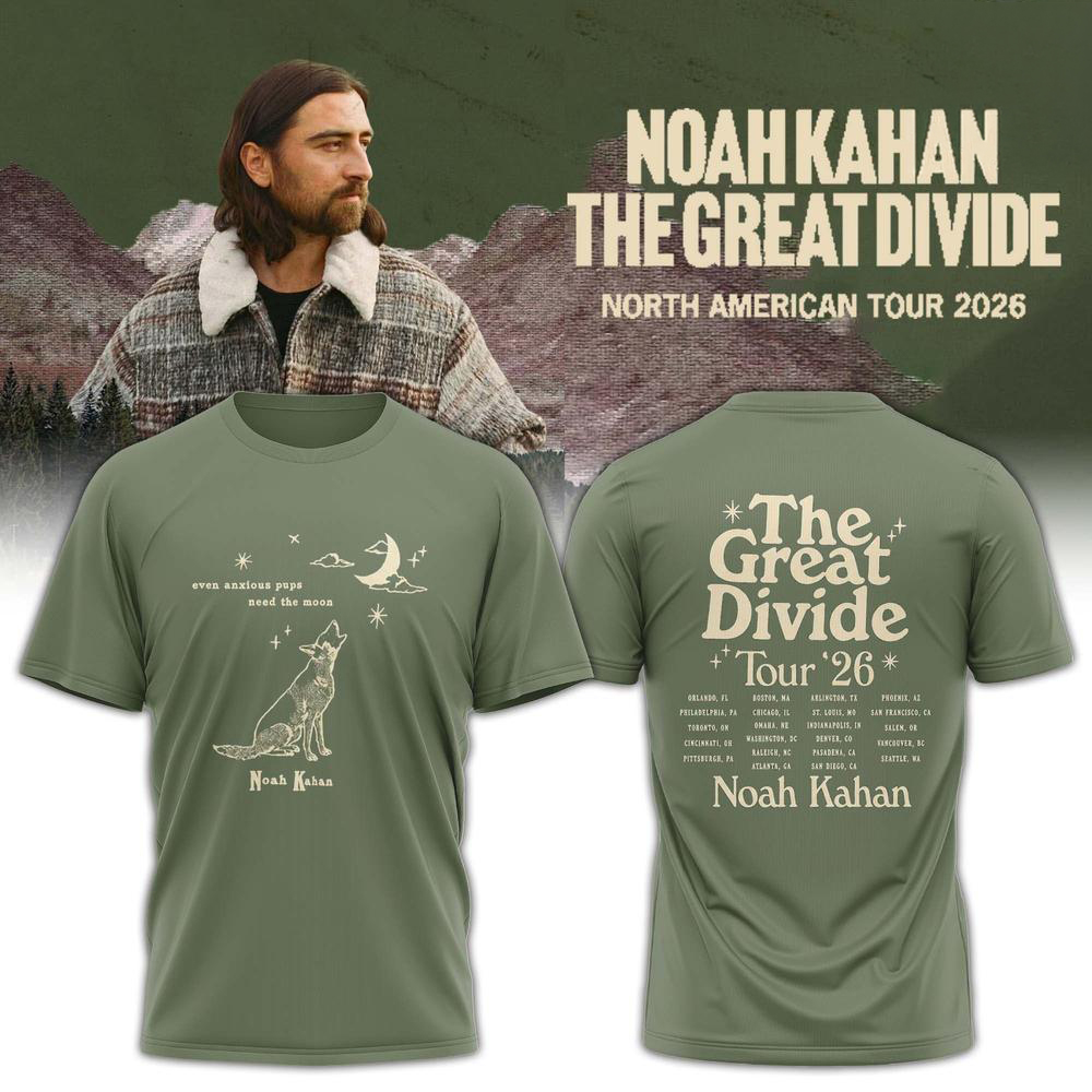 Noah Kahan Olive Green Great Divide Tour T Shirt