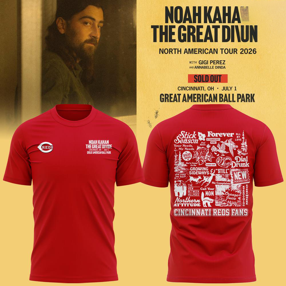 Noah Kahan Red Cincinnati Reds Great Divide T Shirt