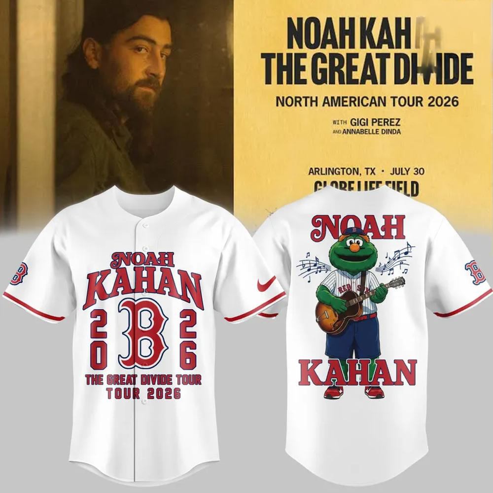 Noah Kahan Red Sox White and Red Concert Baseball Jersey