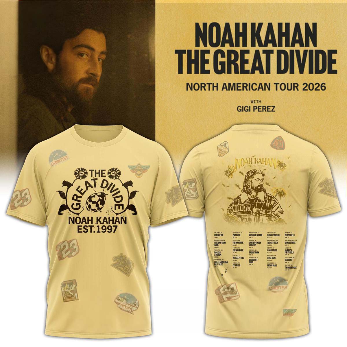 Noah Kahan The Great Divide North American Tour 2026 T-Shirt - Folk Music Concert Merch Gift Idea for Fans