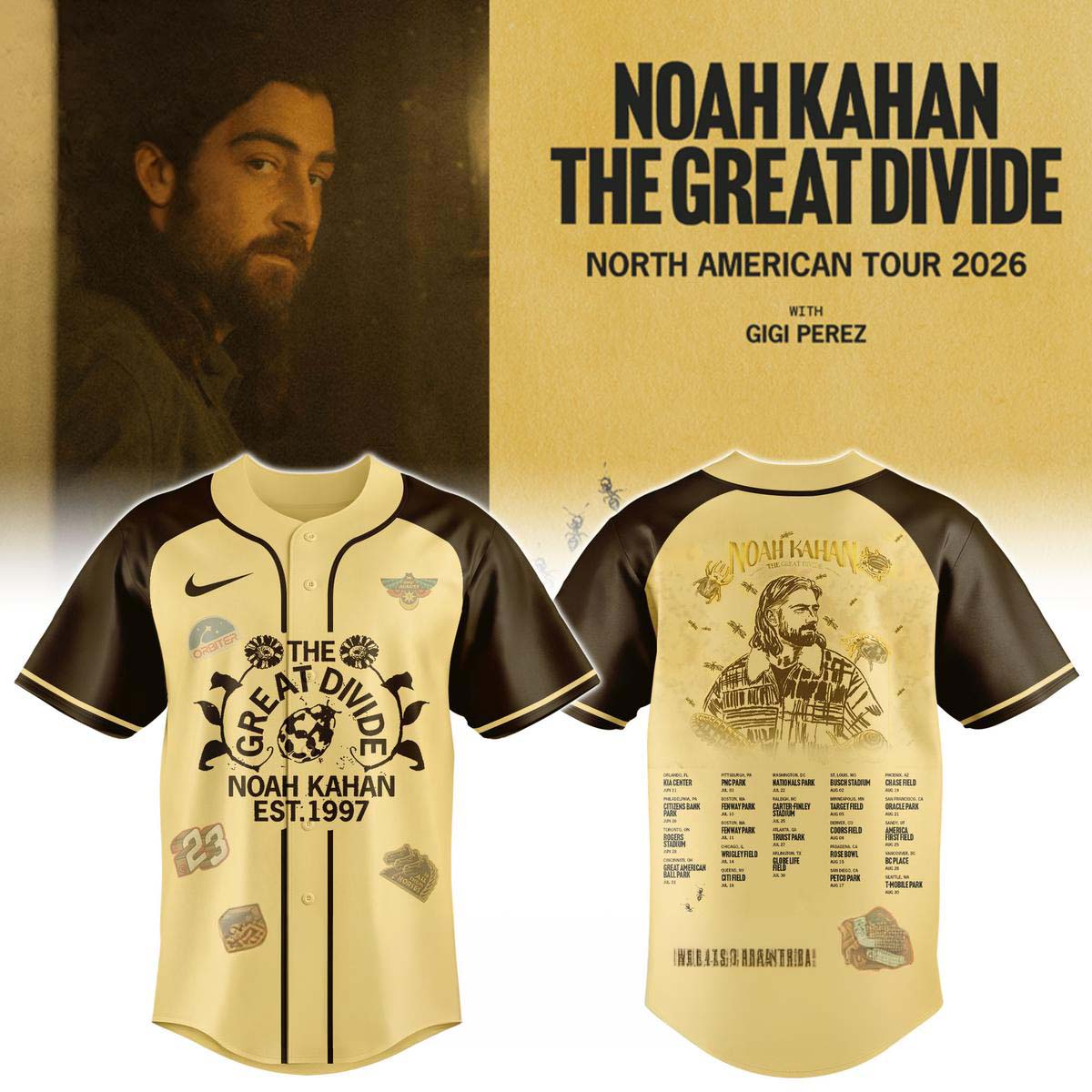 Noah Kahan The Great Divide Tour 2026 Baseball Jersey Best Gift for Fans