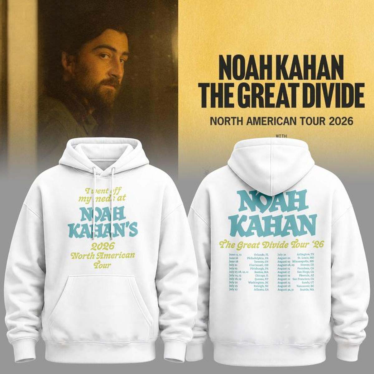 Noah Kahan The Great Divide Tour Hoodie - Funny Concert Merch Gift Idea for Fans