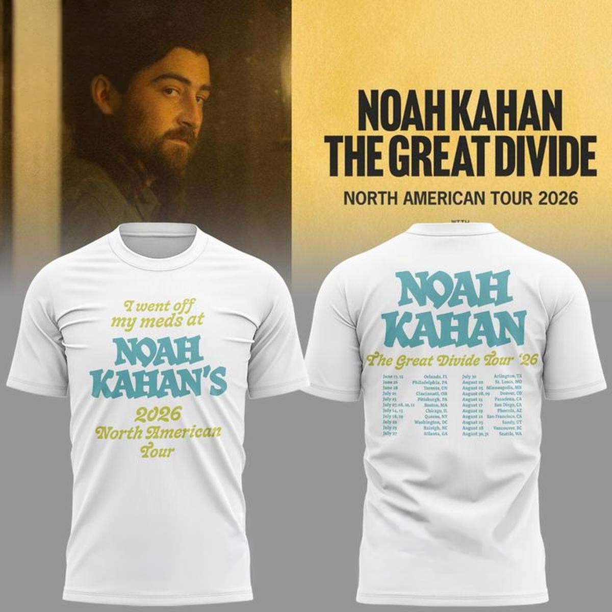 Noah Kahan The Great Divide Tour Hoodie - Off My Meds Graphic Apparel Gift for Fans