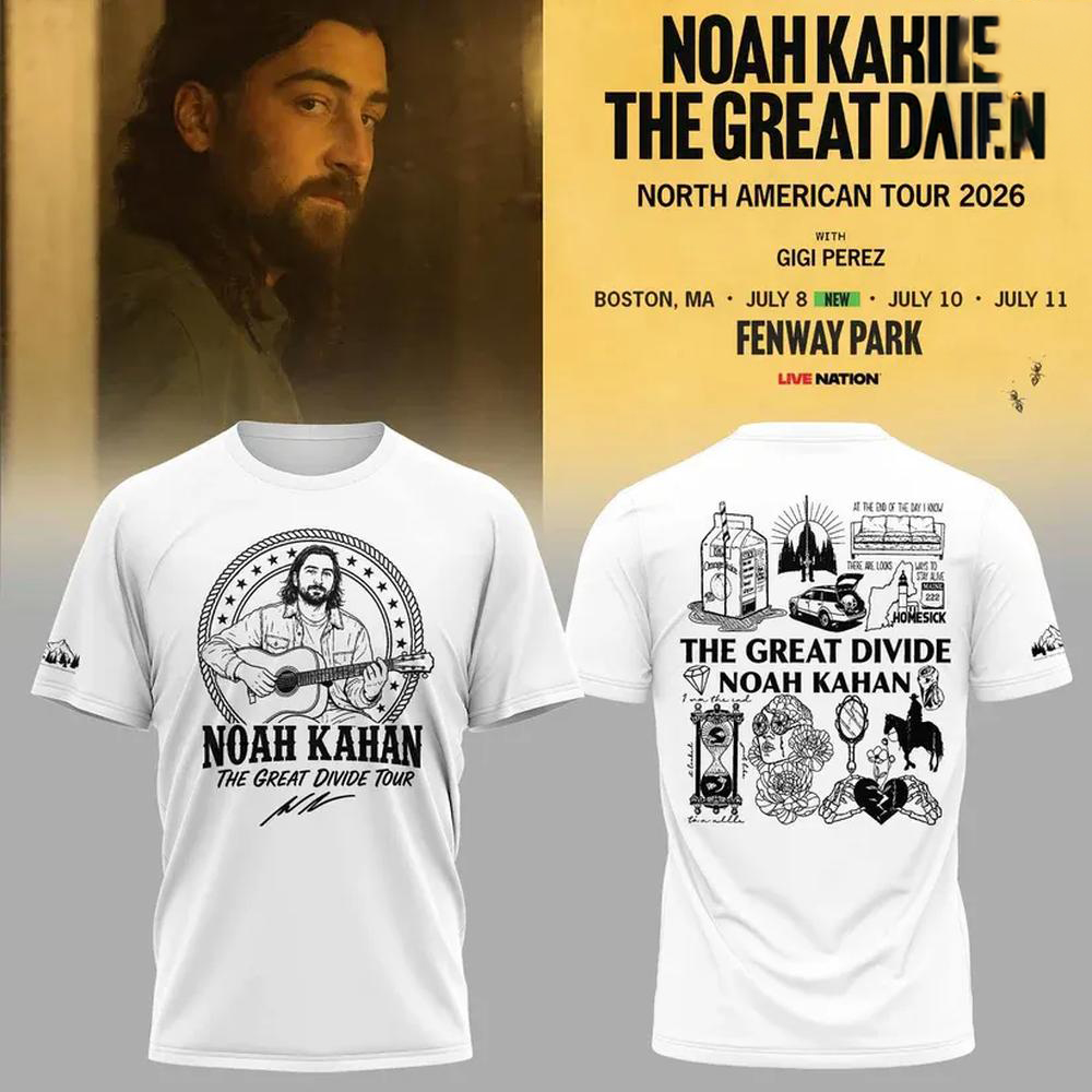 Noah Kahan x Boston Red Sox Gray Boston Tour Graphic T Shirt