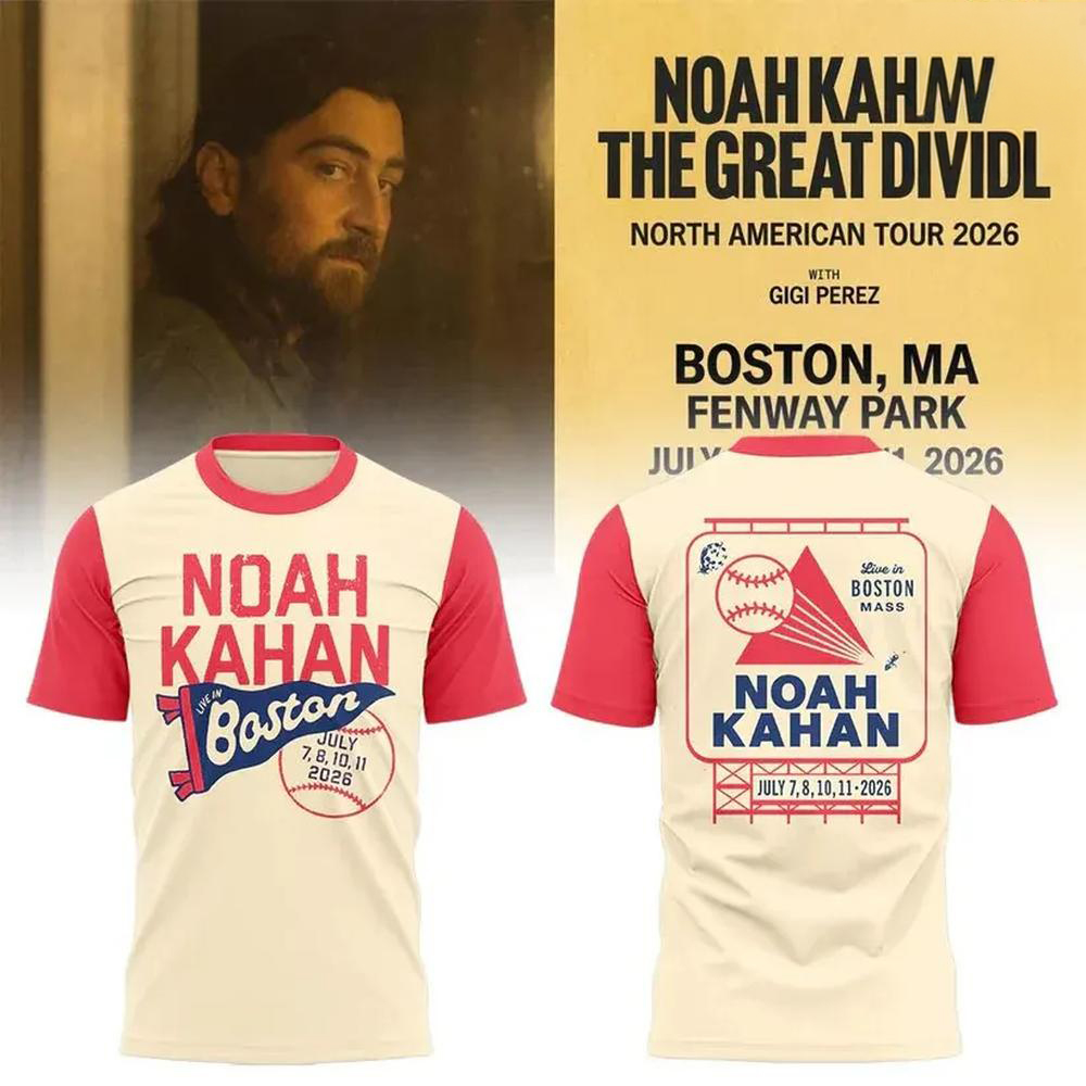 Noah Kahan x Boston Red Sox White and Red Boston Red Sox T Shirt