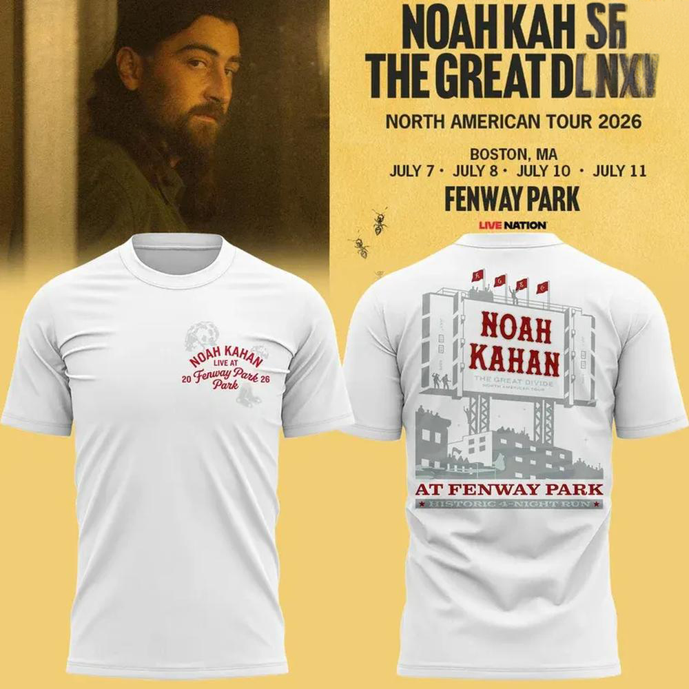 Noah Kahan x Boston Red Sox Yellow Concert Music T Shirt